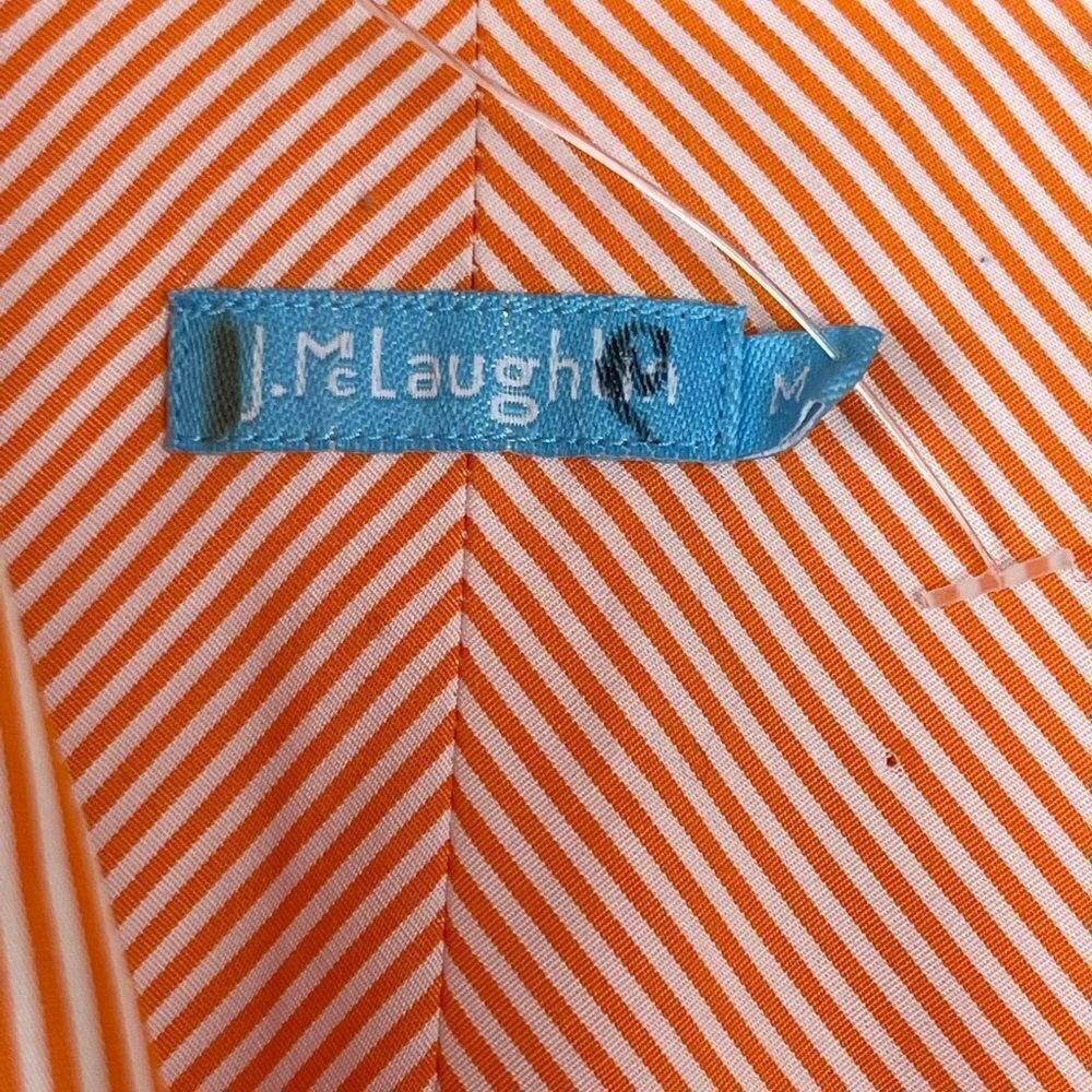 J Mclaughlin Button Down Oxford Orange White Stri… - image 3